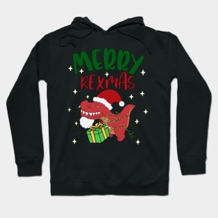 Funny Merry Rexmas Bearded TRex Christmas Hat Merry Xmas Hoodie